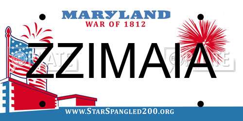 ZZIMAIA Maryland License Plate