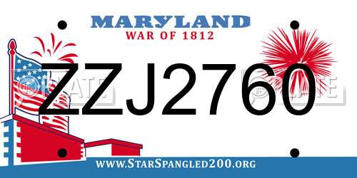 ZZJ2760 Maryland License Plate