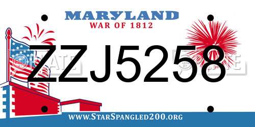 ZZJ5258 Maryland License Plate
