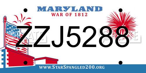 ZZJ5288 Maryland License Plate