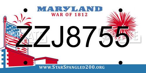 ZZJ8755 Maryland License Plate