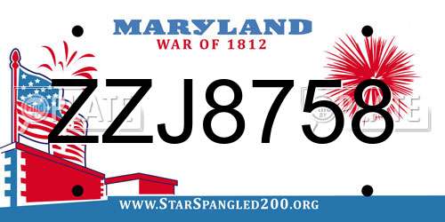 ZZJ8758 Maryland License Plate