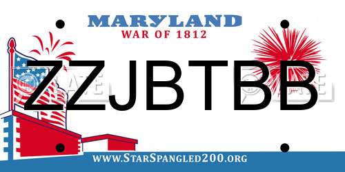 ZZJBTBB Maryland License Plate