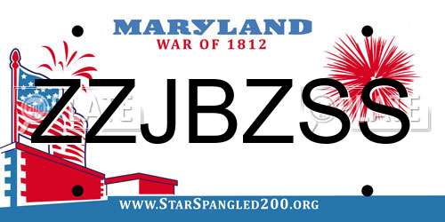 ZZJBZSS Maryland License Plate