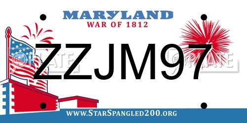 ZZJM97 Maryland License Plate