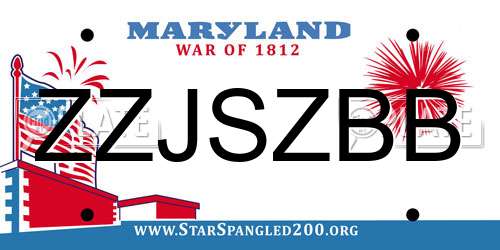 ZZJSZBB Maryland License Plate