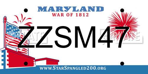 ZZSM47 Maryland License Plate