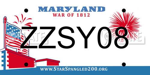 ZZSY08 Maryland License Plate