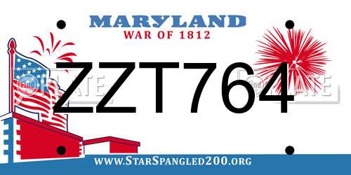 ZZT764 Maryland License Plate