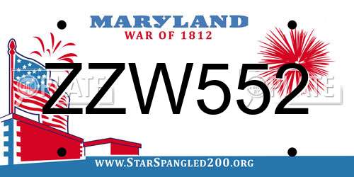 ZZW552 Maryland License Plate