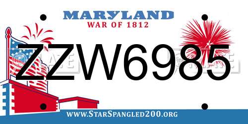 ZZW6985 Maryland License Plate
