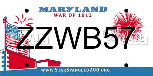 ZZWB57 Maryland License Plate