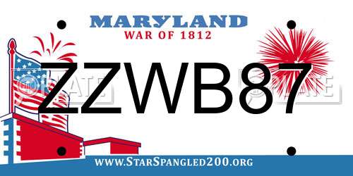 ZZWB87 Maryland License Plate
