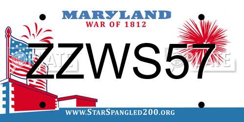 ZZWS57 Maryland License Plate