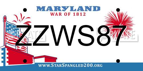 ZZWS87 Maryland License Plate