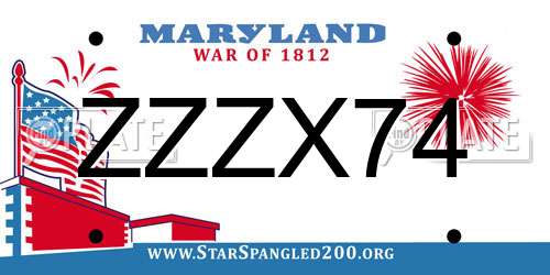 ZZZX74 Maryland License Plate