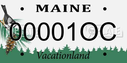 00001OC Maine License Plate