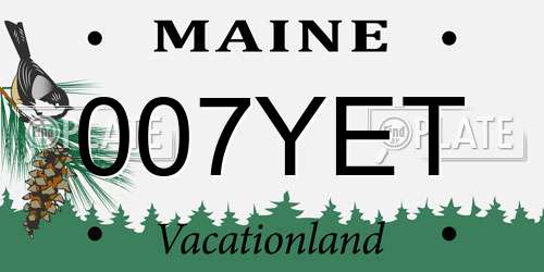 007YET Maine License Plate
