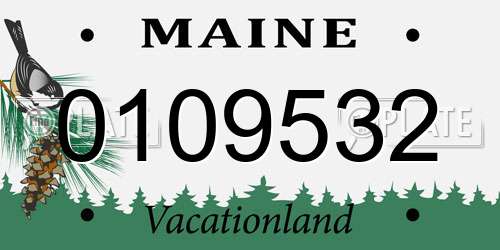 0109532 Maine License Plate
