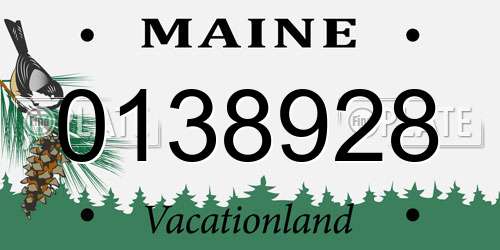 0138928 Maine License Plate