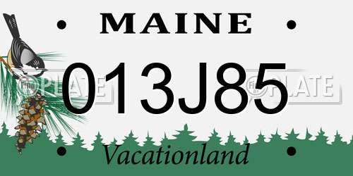 013J85 Maine License Plate