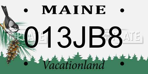 013JB8 Maine License Plate