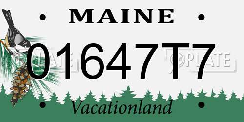 01647T7 Maine License Plate