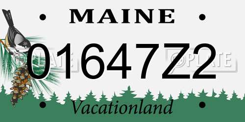 01647Z2 Maine License Plate