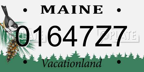 01647Z7 Maine License Plate