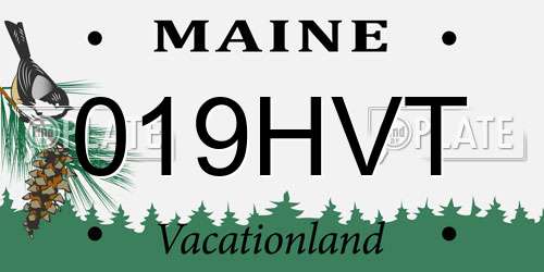 019HVT Maine License Plate