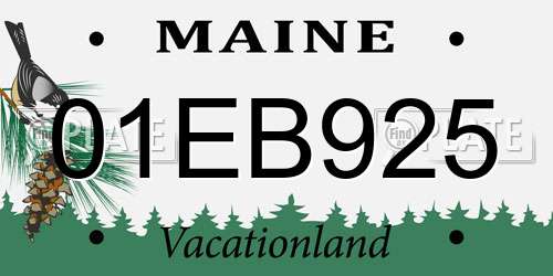 01EB925 Maine License Plate