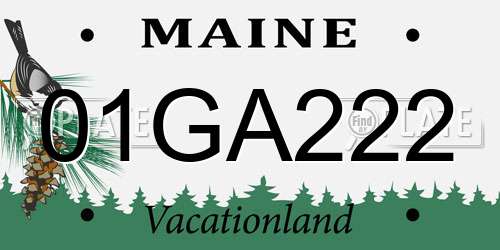 01GA222 Maine License Plate