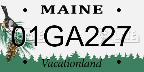 01GA227 Maine License Plate