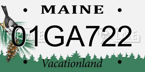 01GA722 Maine License Plate