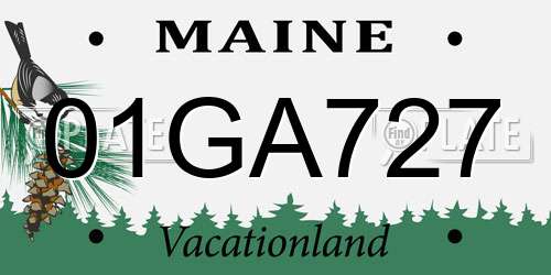 01GA727 Maine License Plate