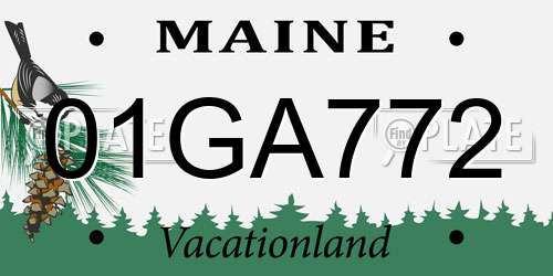 01GA772 Maine License Plate