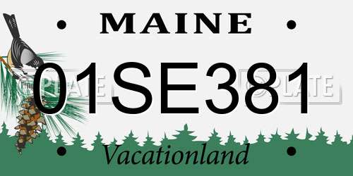 01SE381 Maine License Plate