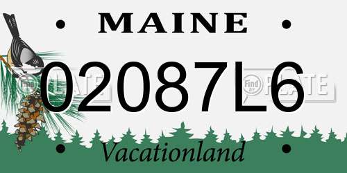 02087L6 Maine License Plate