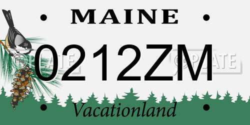 0212ZM Maine License Plate