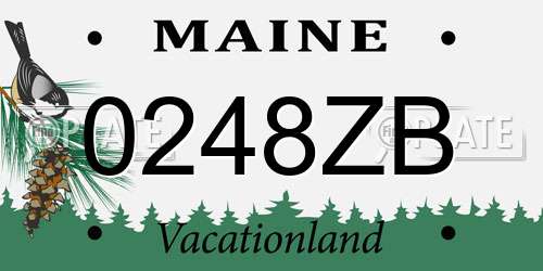 0248ZB Maine License Plate