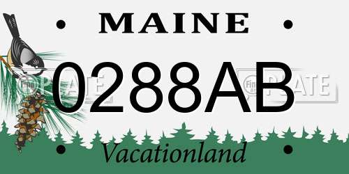 0288AB Maine License Plate