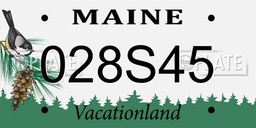 028S45 Maine License Plate
