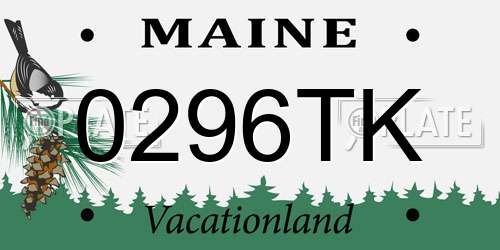 0296TK Maine License Plate