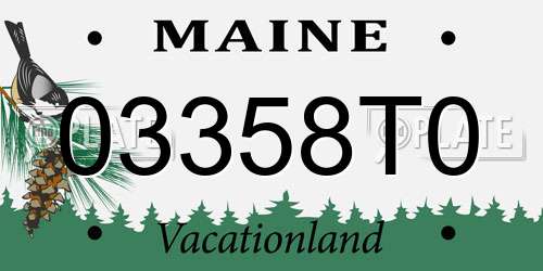03358T0 Maine License Plate
