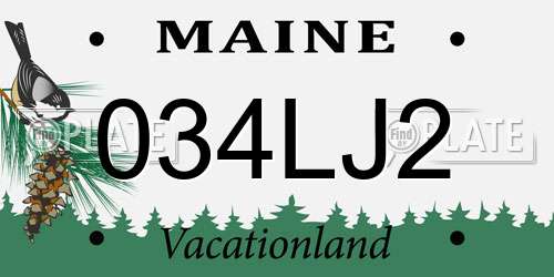 034LJ2 Maine License Plate