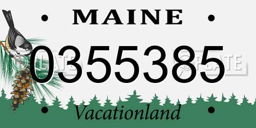 0355385 Maine License Plate