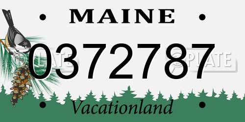 0372787 Maine License Plate