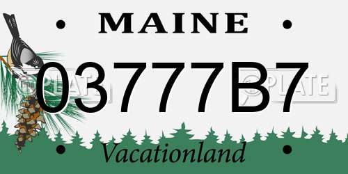 03777B7 Maine License Plate