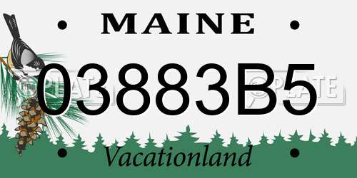 03883B5 Maine License Plate