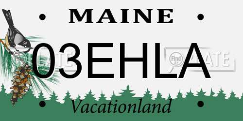 03EHLA Maine License Plate